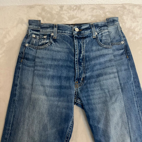 Revolve EB Denim Jeans Womens 26 Split Hem Button Fly Asymmetrical Retro USA NWT - Picture 2 of 14